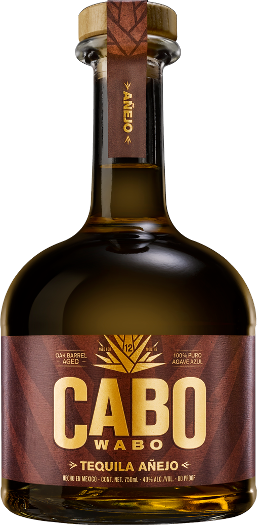A bottle of Cabo Wabo Tequila Añjeo